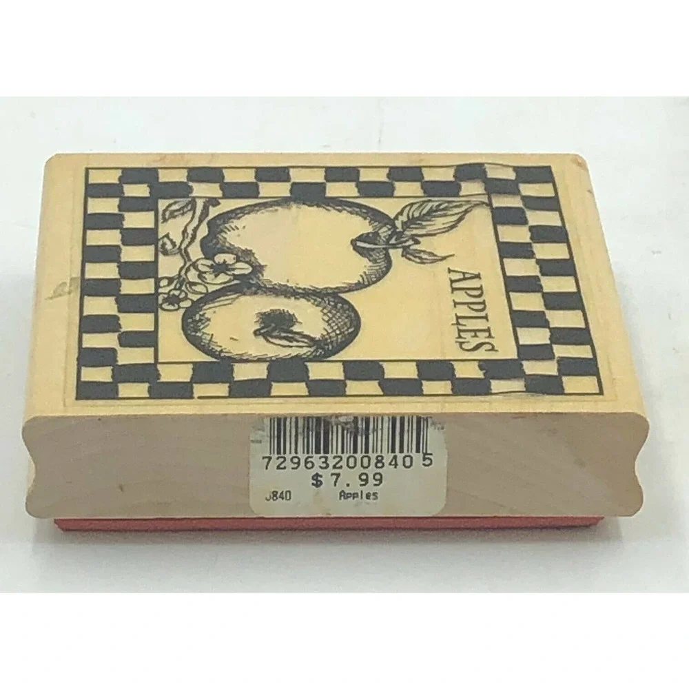 APPLES HAMPTON ARTS RUBBER STAMP WOOD MTD XL